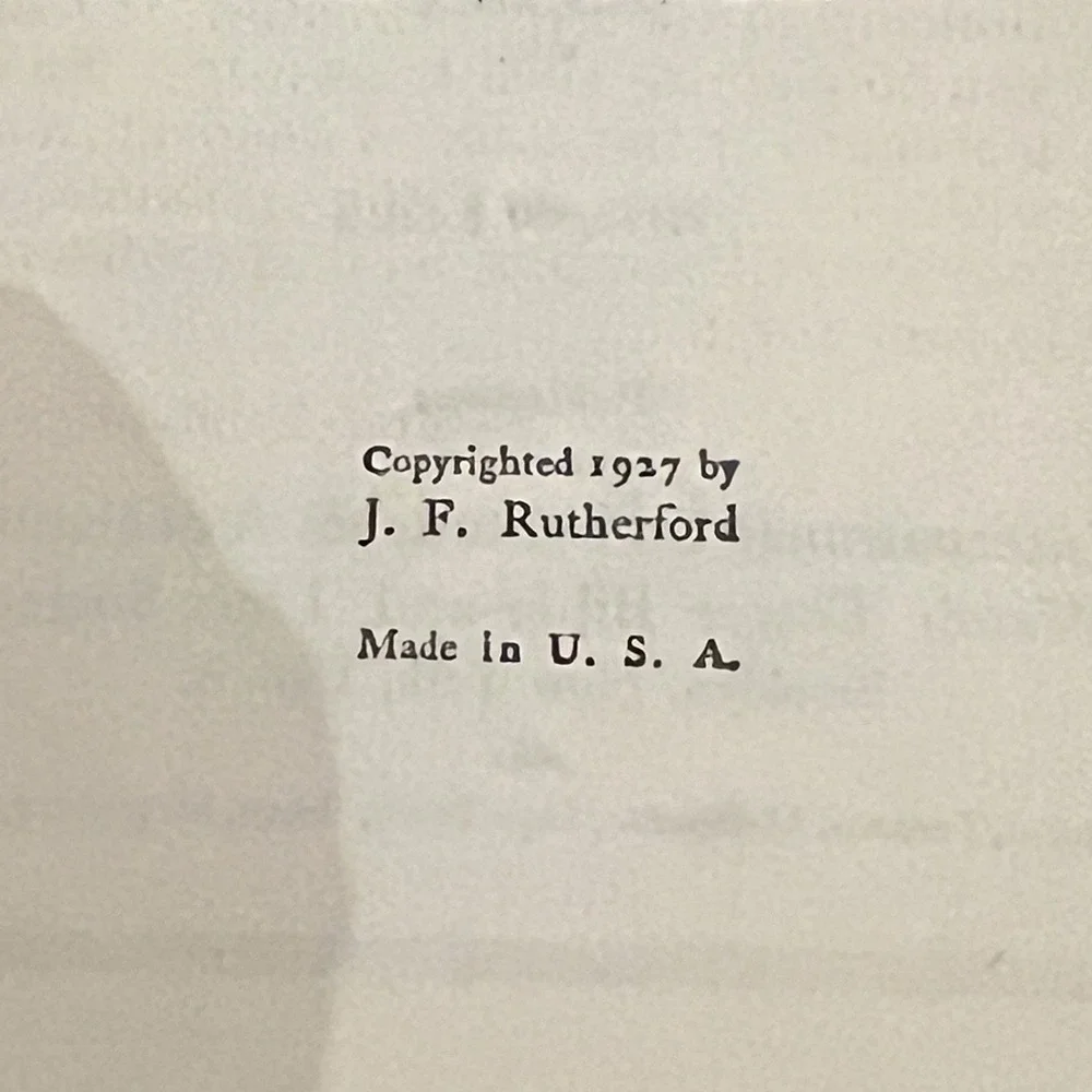 1927 Creation J.F. Rutherford 2,445,000 Edition Watchtower Jehovah's Witness